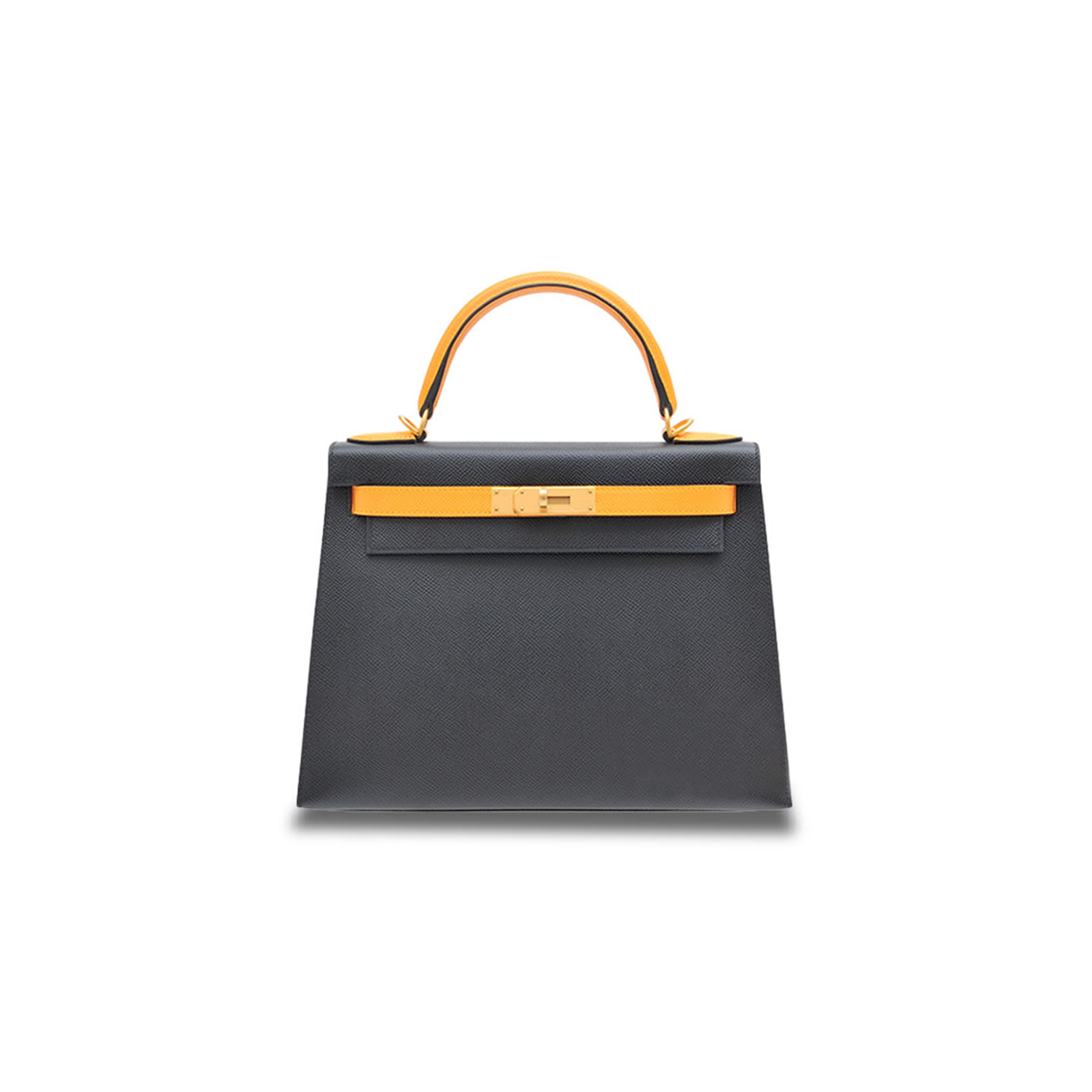 HERMÈS MASTER KELLY 28 EPSOM PEWTER GRAY AND SUN YELLOW (28*22*10cm) 